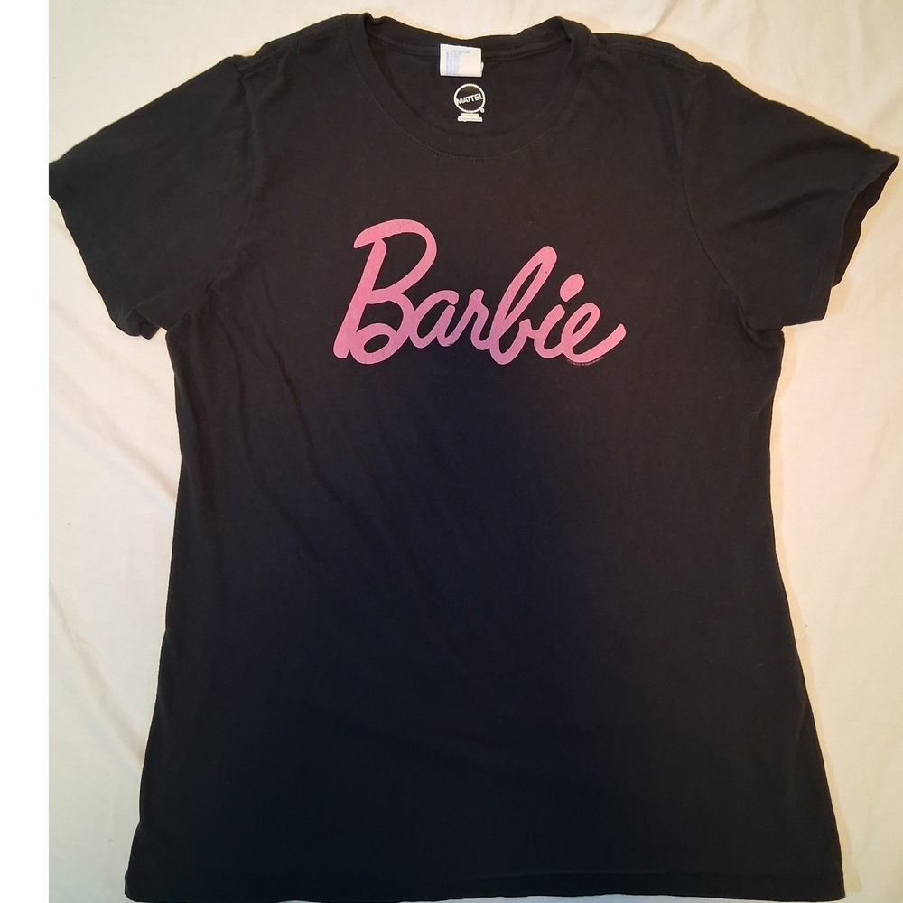 Barbie Mattel Graphic Tee Black Pink Y2K Aesthetic Shirt Womens Large